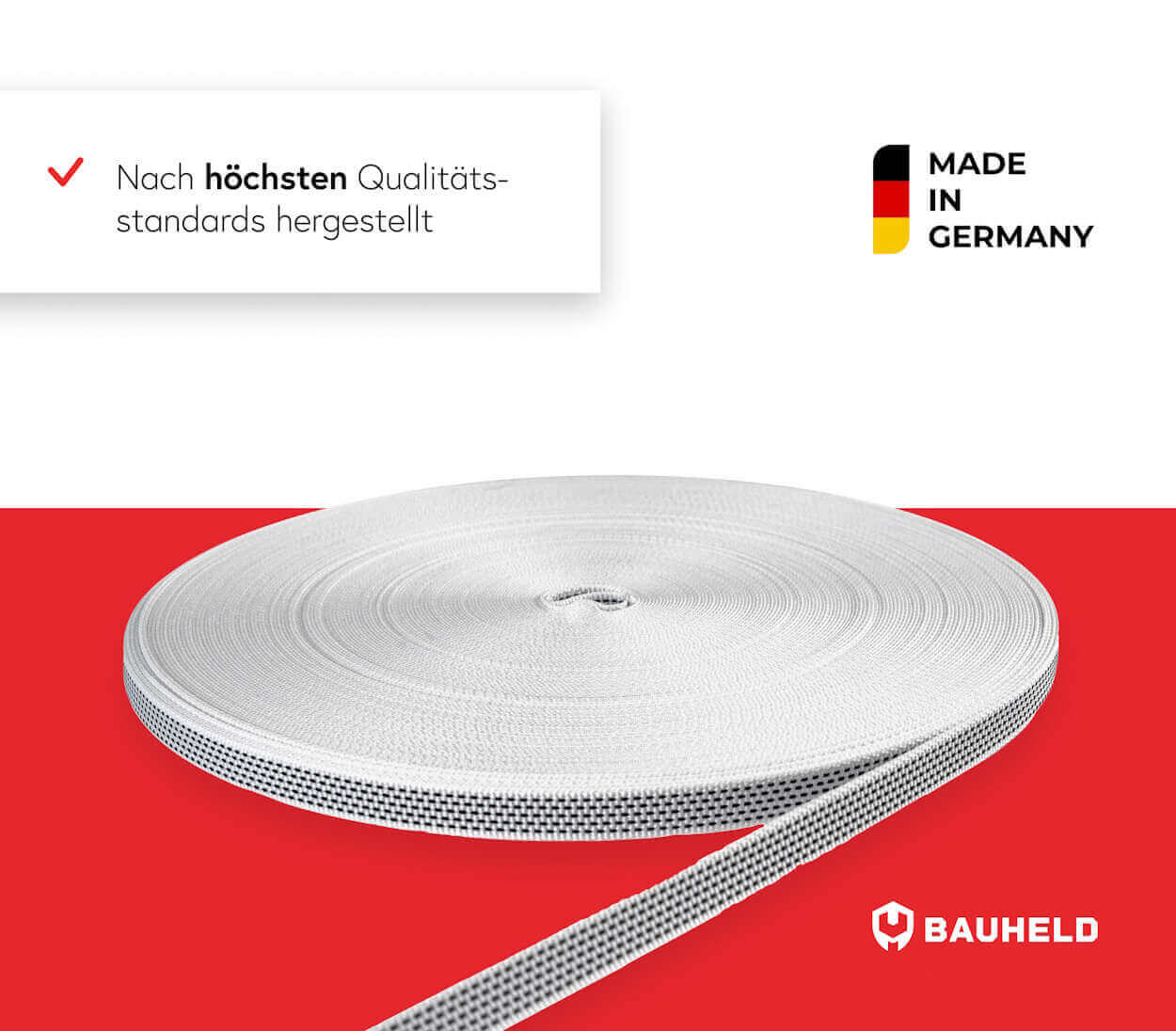 50m Rolladengurt 14 mm - Schwarz-Weiß