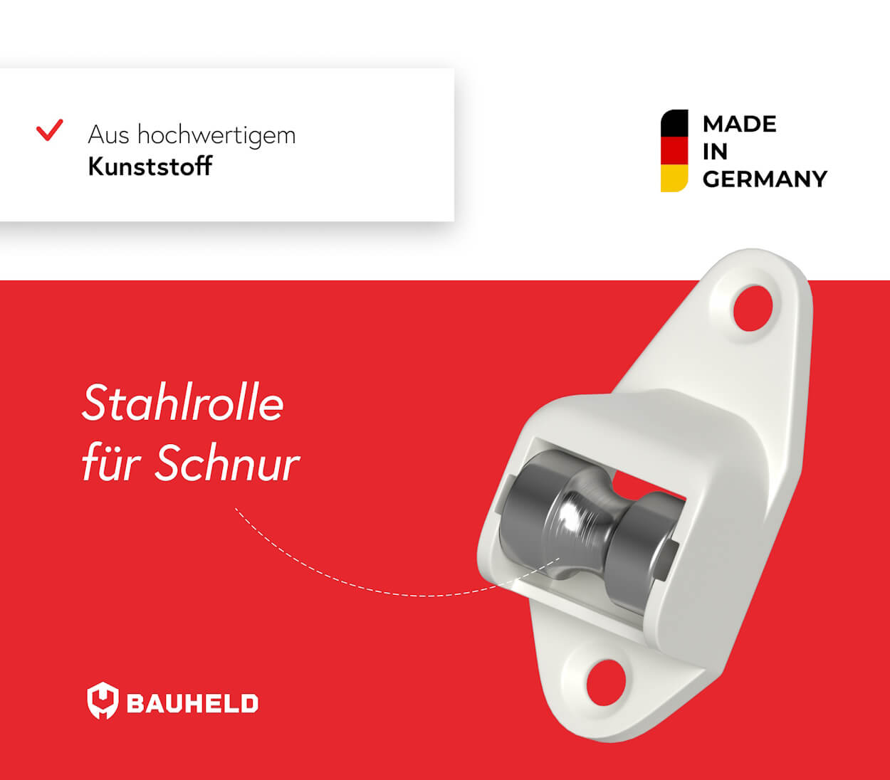 Schnurführung für Rolladen - Stahlrolle - Weiß