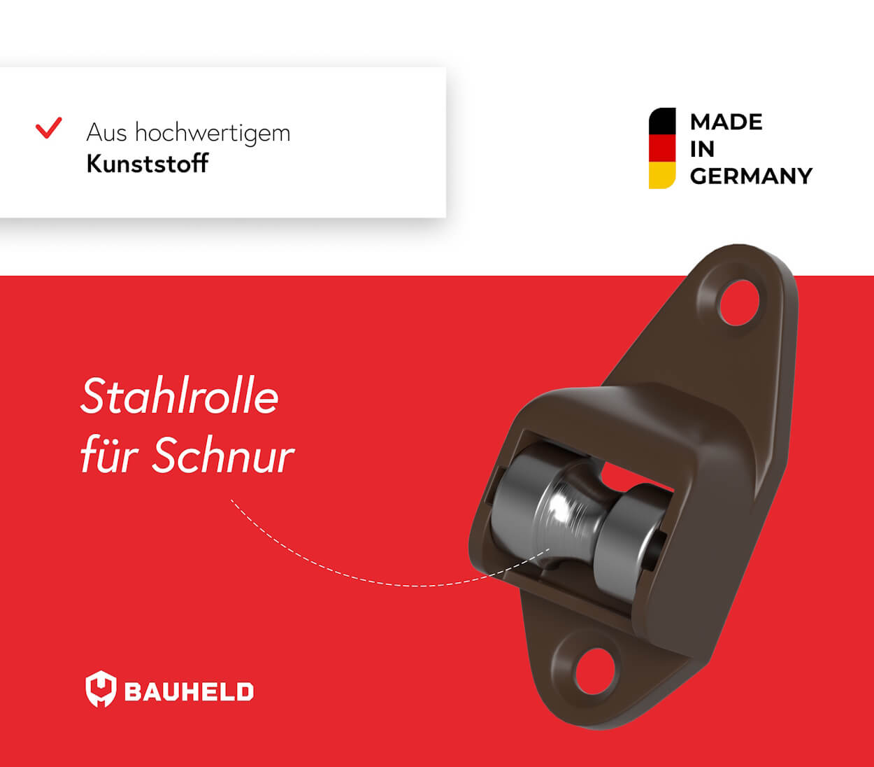 Schnurführung für Rolladen - Stahlrolle - Braun