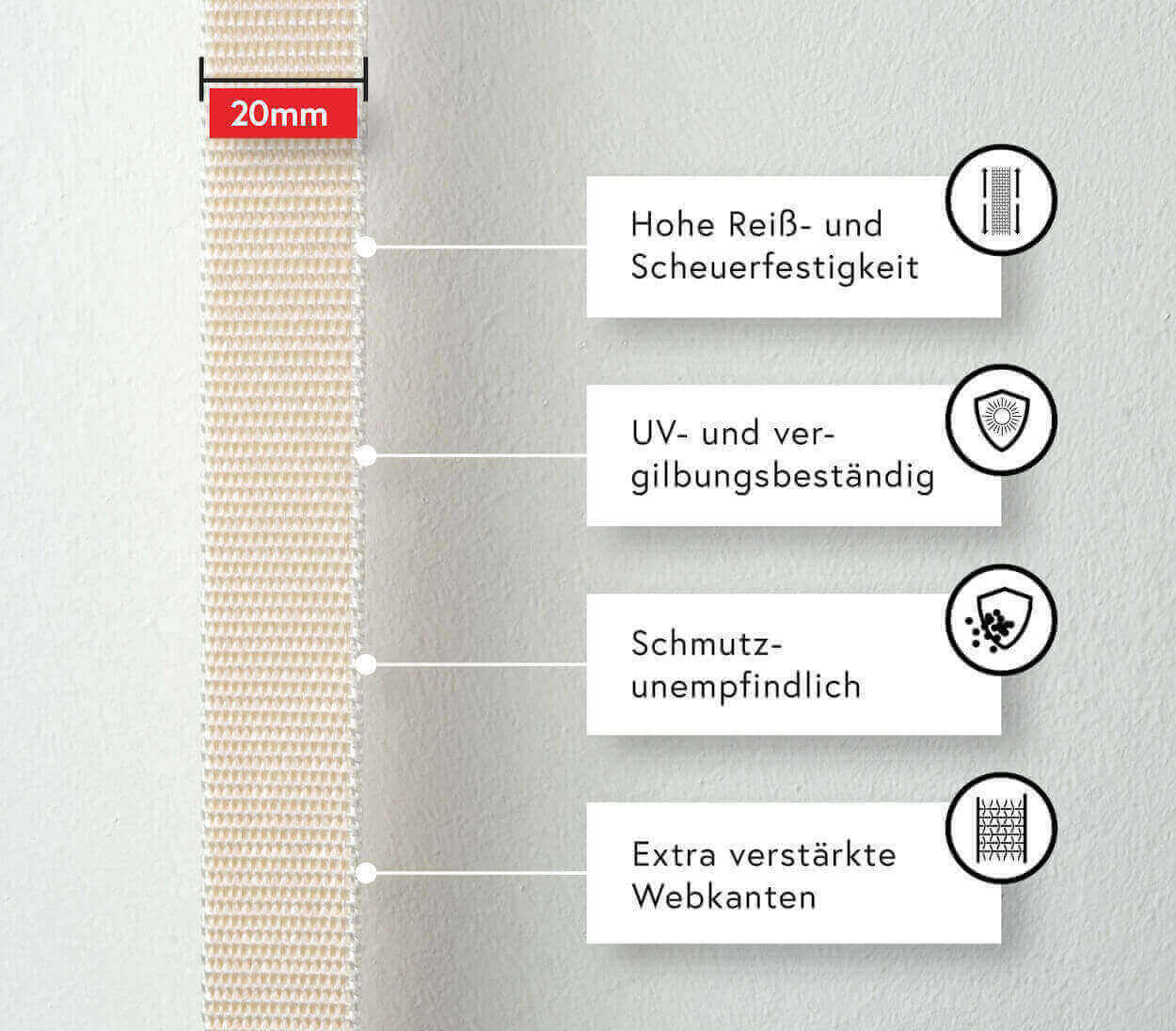 50m Rolladenband 20 mm - Beige, Ansicht 3