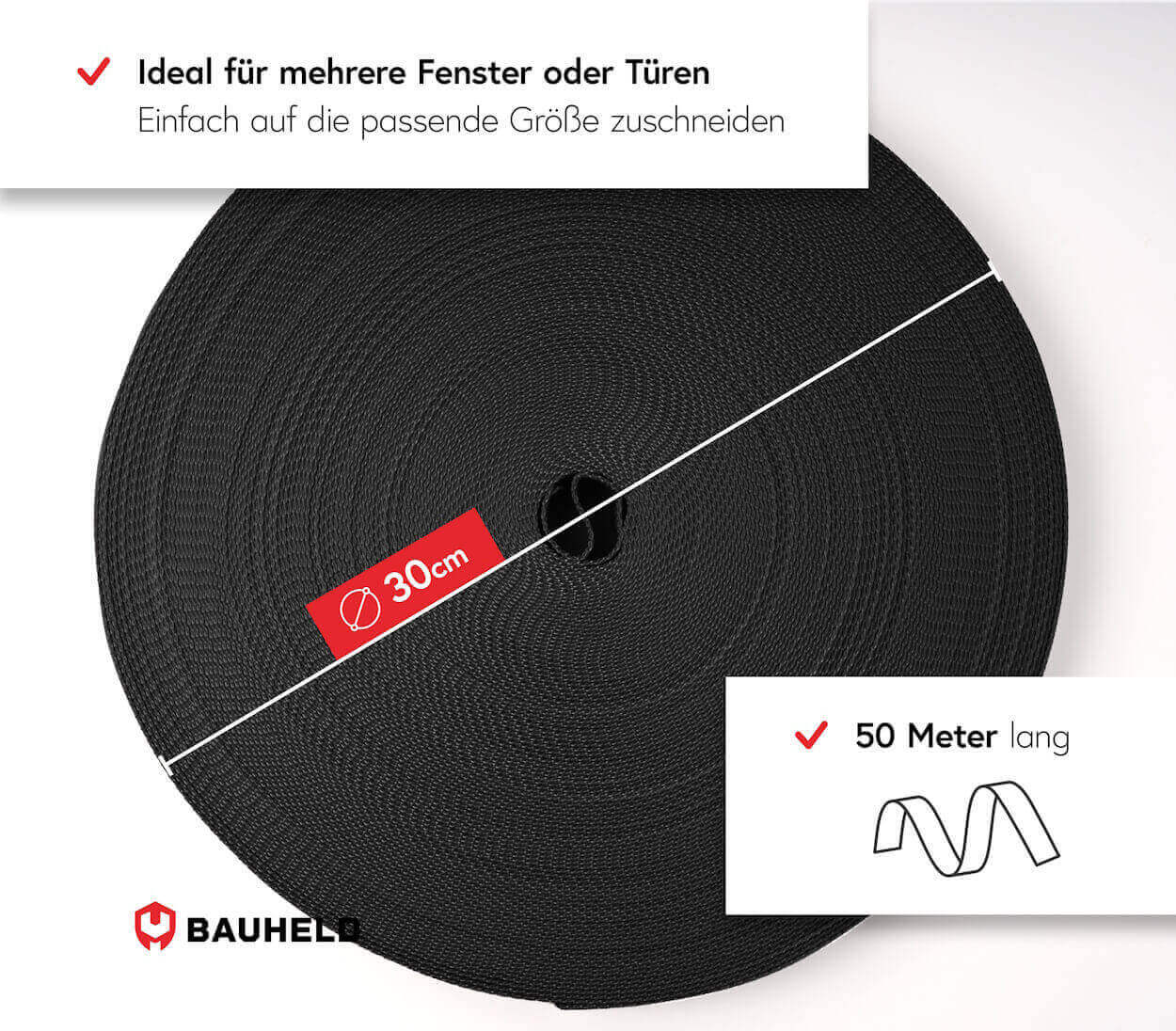 50m Rolladenband 23 mm - Schwarz