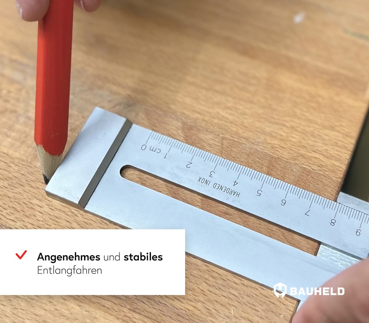 Streichmaß 250 Mm – Flache Ausführung Aus Rostfreiem Stahl, Mit Feststellschraube Und Gehärteter Anreißkante