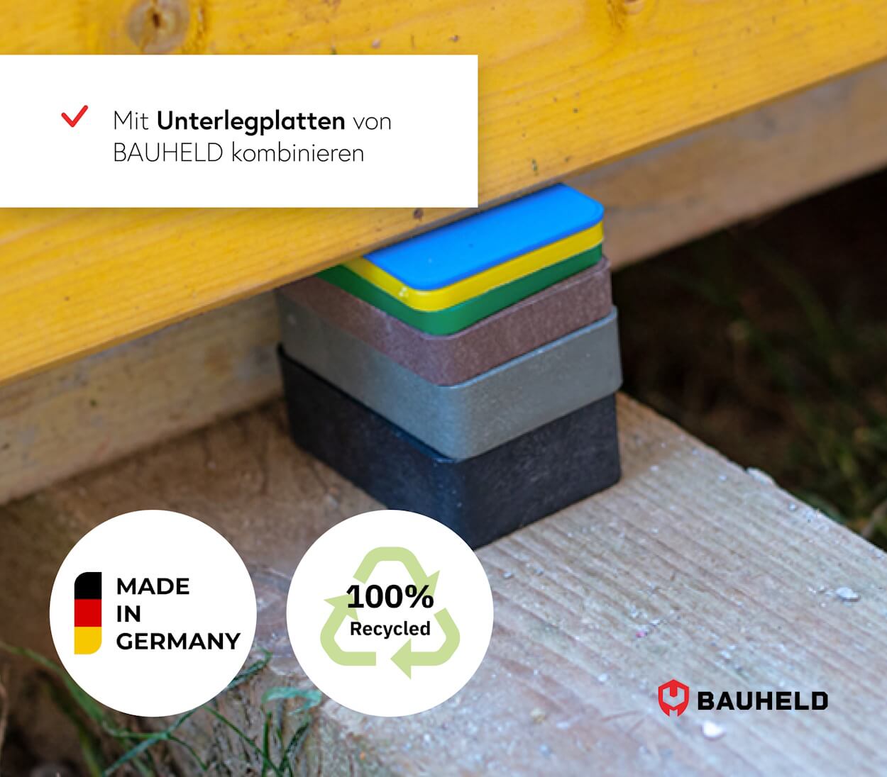 Terrassenpads 90 x 90 x 10 mm - 30 Stück