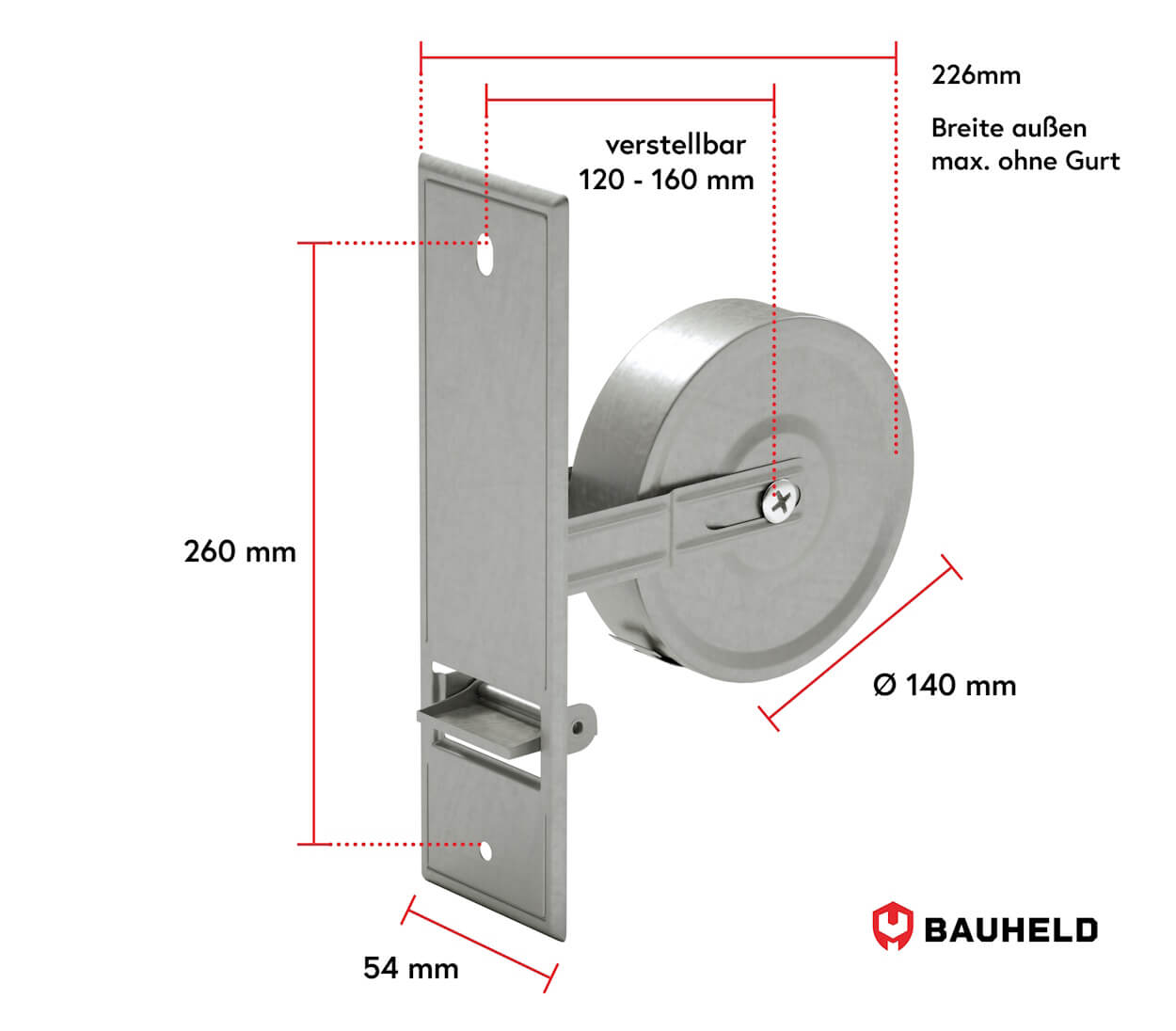 Gurtwickler Unterputz - 260 mm, Ansicht 2