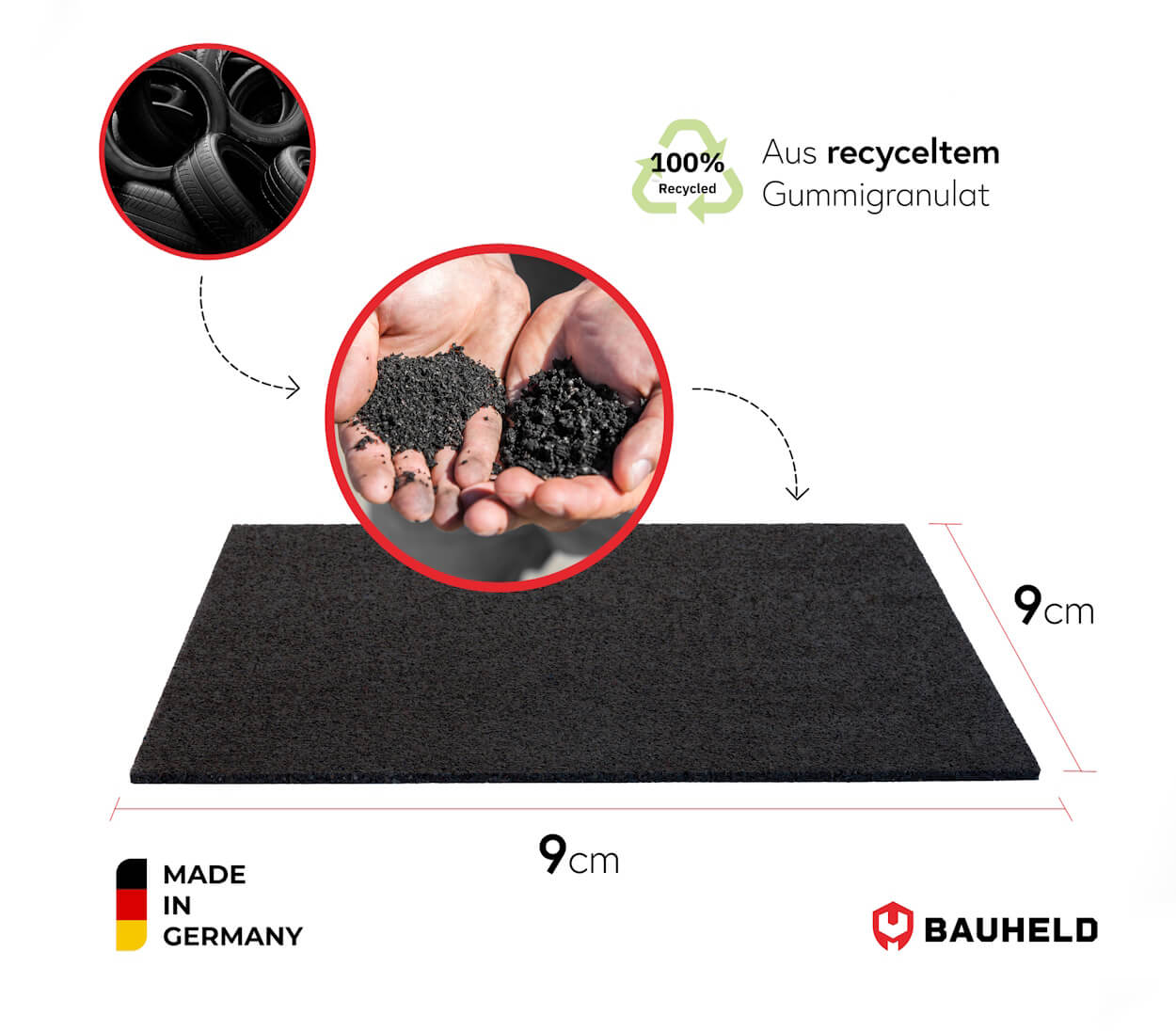 Terrassenpads 90 x 90 x 10 mm - 30 Stück