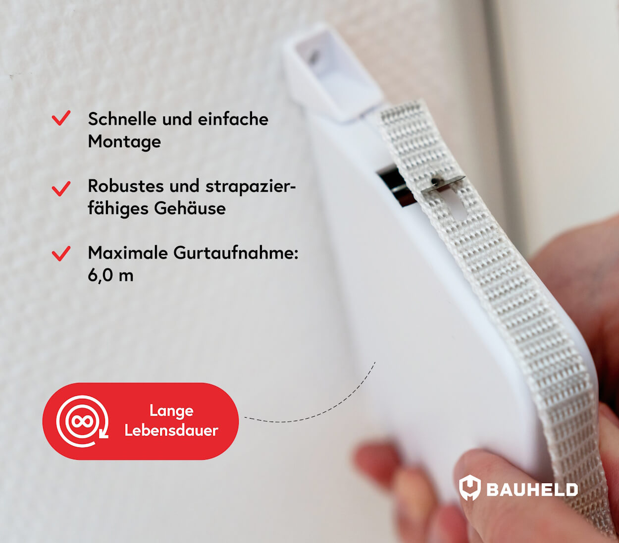 Gurtwickler Aufputz - 23 mm - Weiß, Ansicht 3