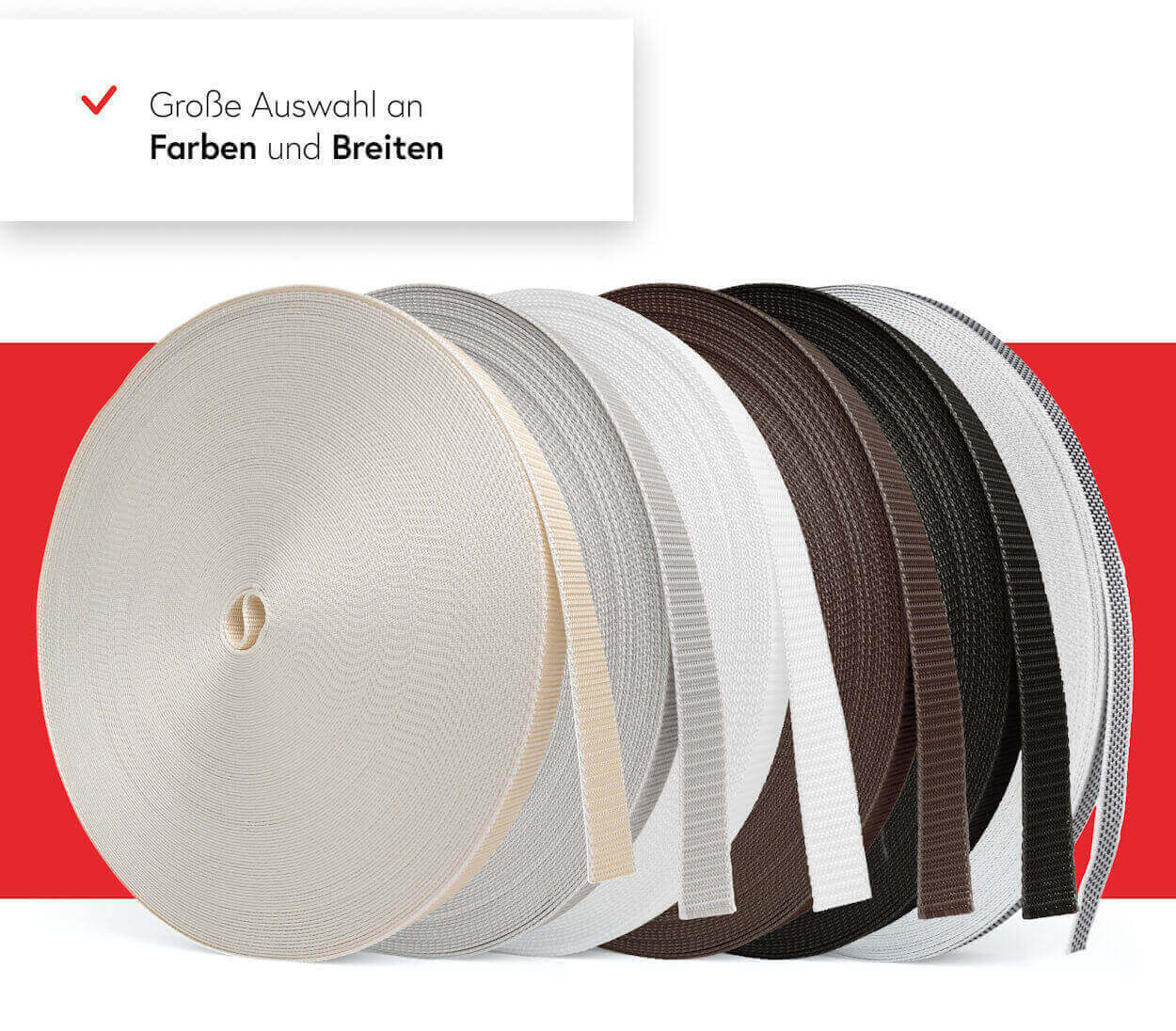 50m Rolladengurt 14 mm - Schwarz-Weiß