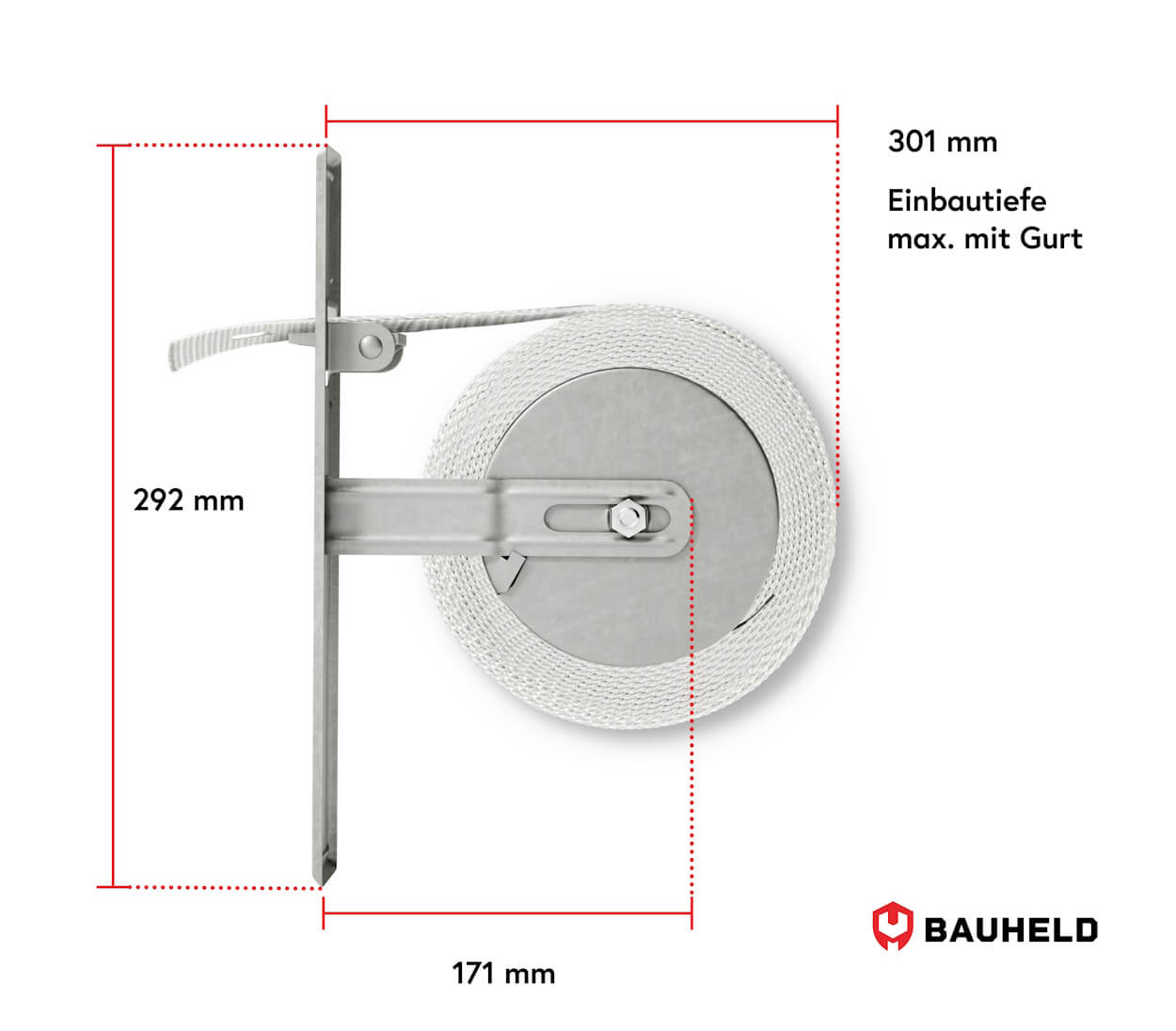 Gurtwickler Unterputz - 260 mm, Ansicht 3