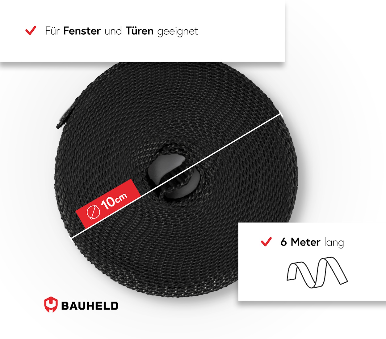 6m Rolladenband 23 mm - Schwarz